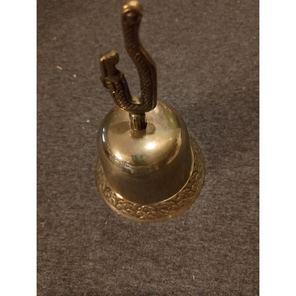 Vintage Lobeco Brass Bell with Fish/Dragon Handle from Korea - 5” Tall